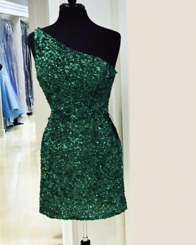 Tight Green Sequin One Shoulder Dress Lisposa Tight Green Sequin One Shoulder Dress Lisposa
