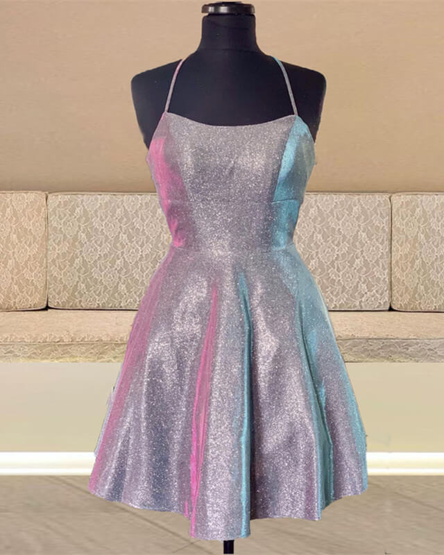 Short Iridescent Blue Glitter Homecoming Dresses Lisposa Short Iridescent Blue Glitter Homecoming Dresses Lisposa