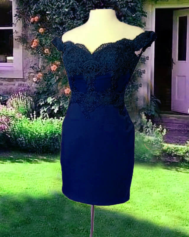 Short Tight Satin Lace Off The Shoulder Dress