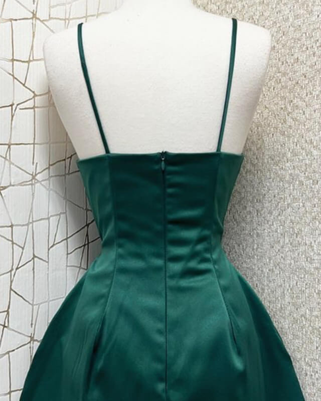 Short A-line Spaghetti Strap Satin Dress