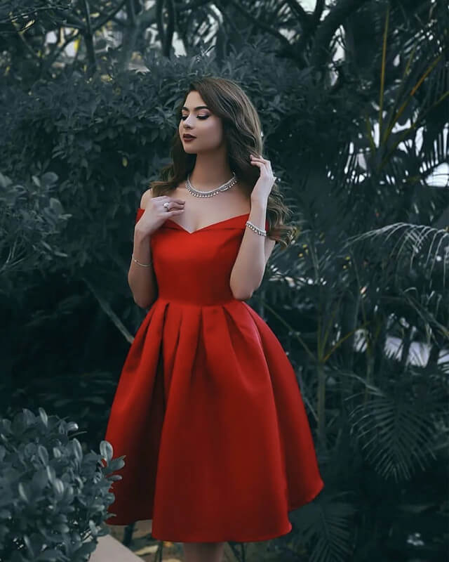 Off The Shoulder Satin Above Knee Dress