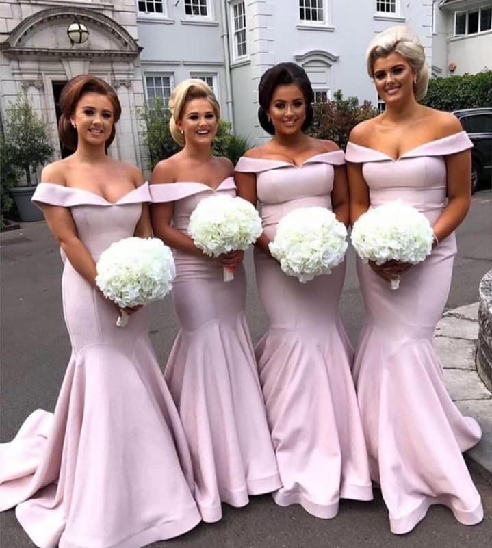 Mermaid Satin Off The Shoulder Bridesmaid Dresses