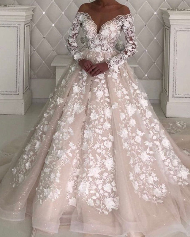 Fall Wedding Dresses Champagne Ball Gown Ivory Lace Long Sleeves Lisposa Fall Wedding Dresses Champagne Ball Gown Ivory Lace Long Sleeves Lisposa