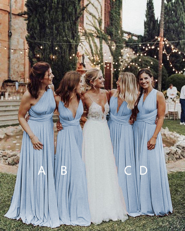 Light Blue Chiffon Mixed Bridesmaid Dresses – Lisposa