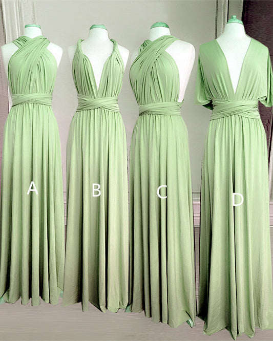 Sage Green Chiffon Convertible Dresses
