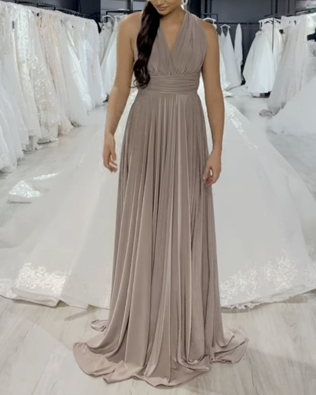 Taupe Bridesmaid Dresses Long