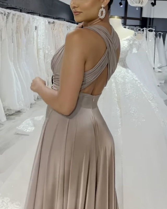 Sexy V Neck Cross Back Bridesmaid Dresses