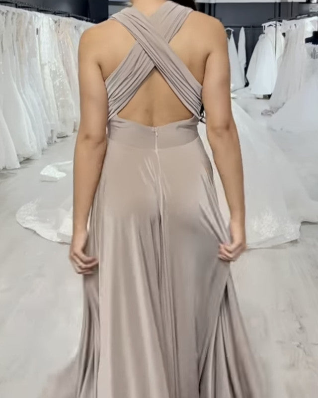 Sexy V Neck Cross Back Bridesmaid Dresses