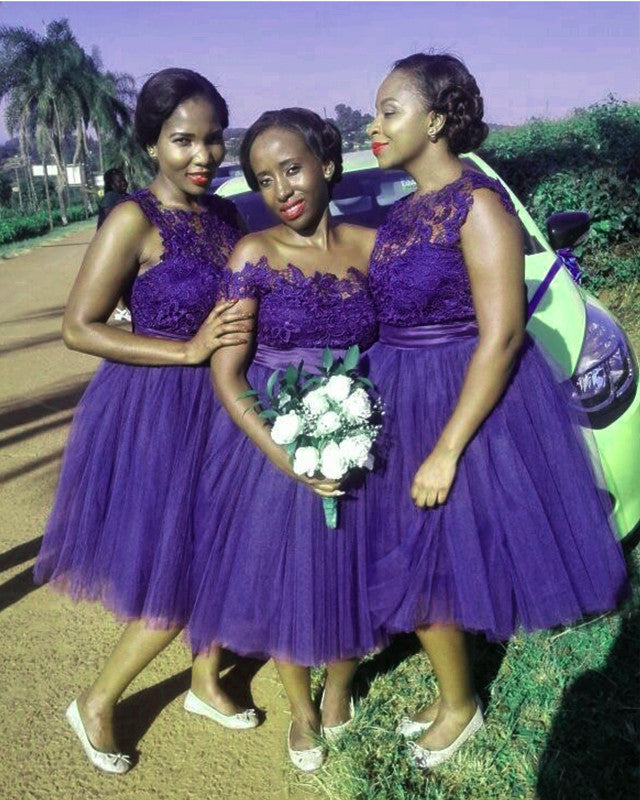 Vintage Tea Length Bridesmaid Dresses Mixmatched