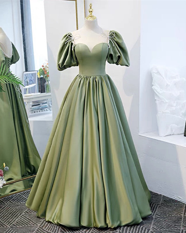 Puffy Sleeves Satin Bridesmaid Dresses Long Lisposa Puffy Sleeves Satin Bridesmaid Dresses Long Lisposa