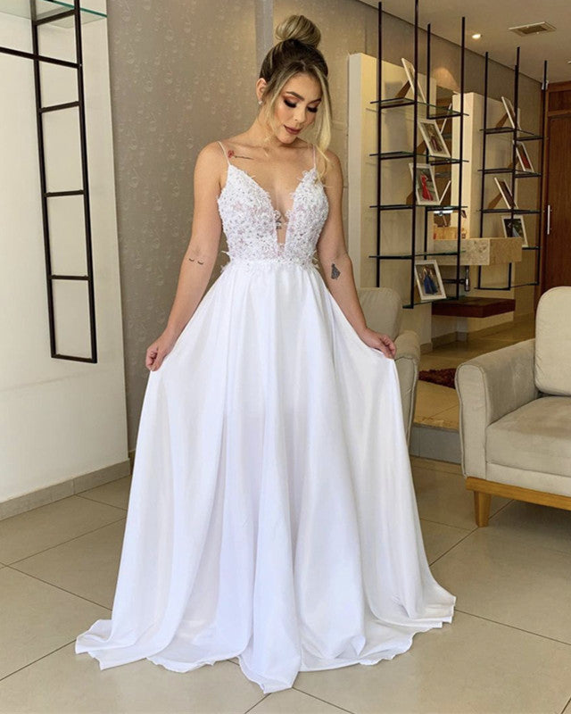 Two In One Wedding Dresses Chiffon V Neck Appliques