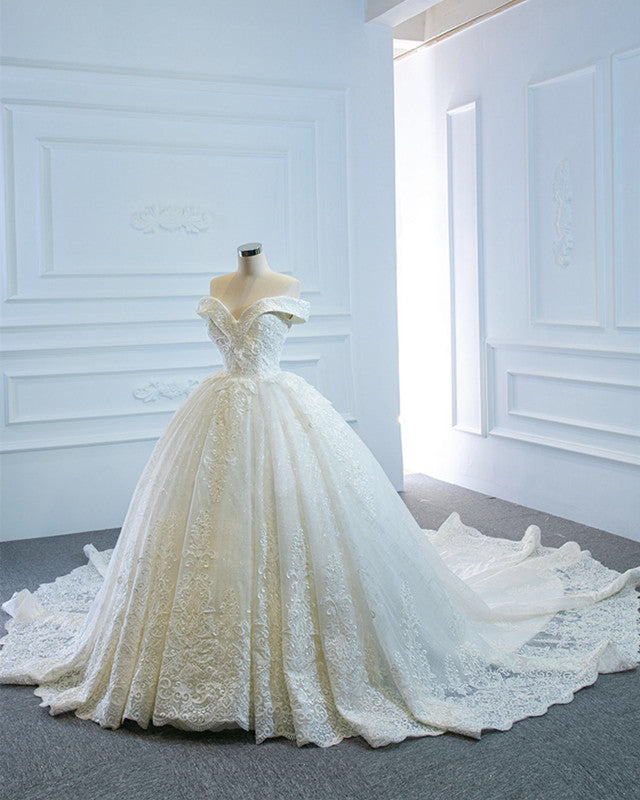 Vintage Lace Wedding Dress Off The Shoulder Bridal Gown