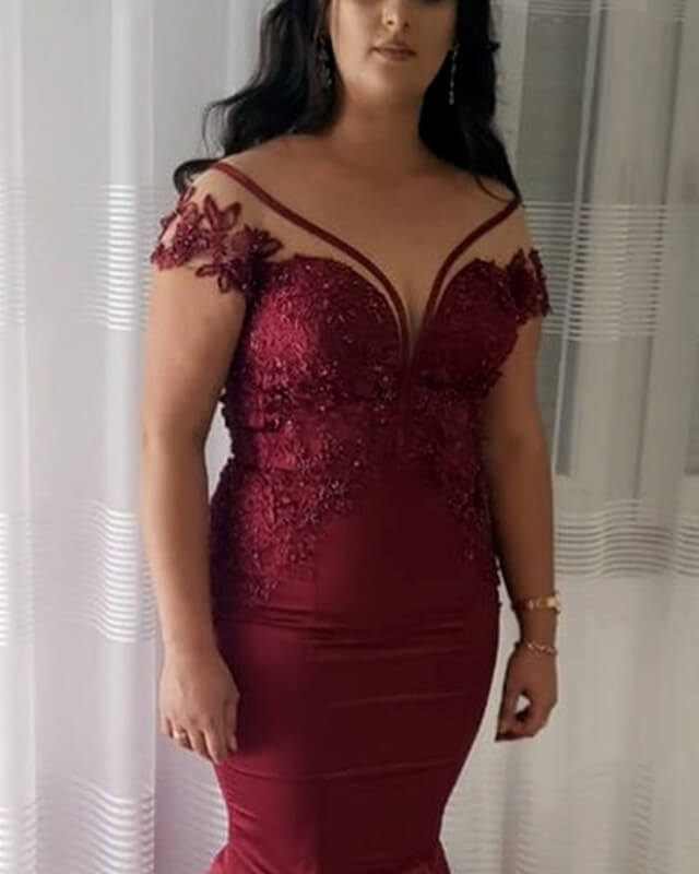 Mermaid Plus Size Burgundy Dresses