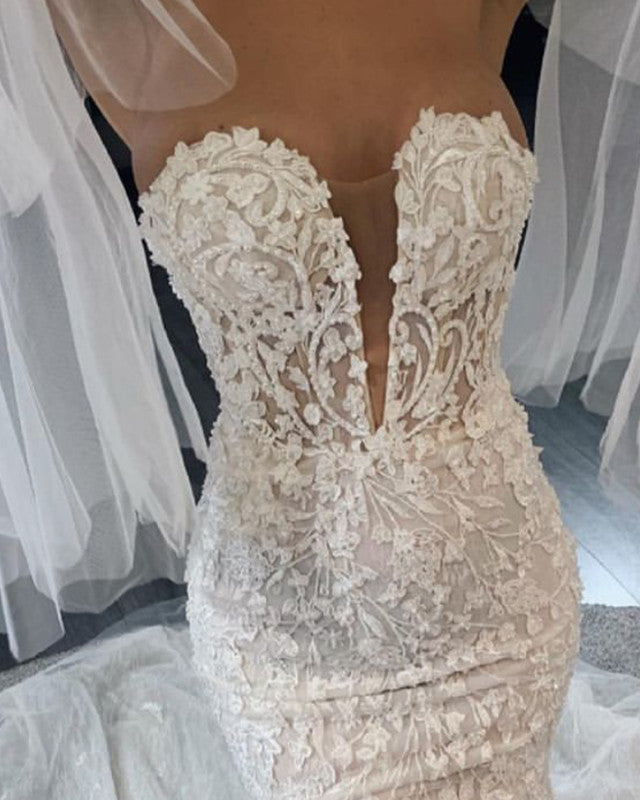 Mermaid Sweetheart Wedding Dress Lace