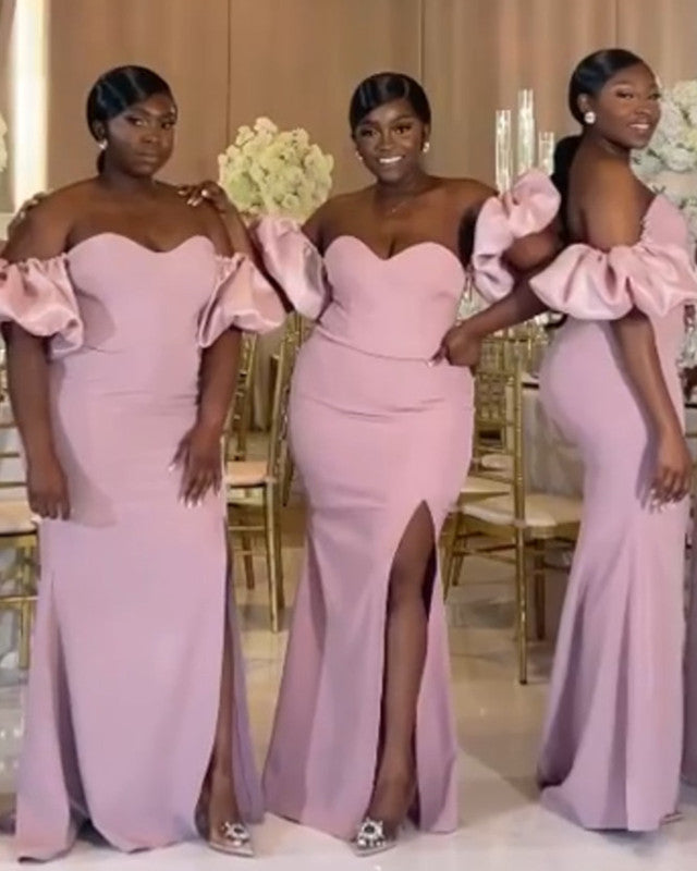 Dusty Rose Bridesmaid Dresses Removable Sleeve