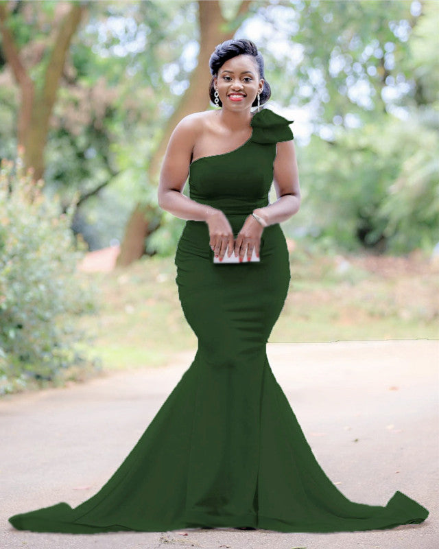 Mermaid One Shoulder Bridesmaid Dresses With Bow Lisposa Mermaid One Shoulder Bridesmaid Dresses With Bow Lisposa