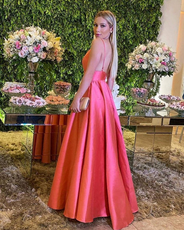 Spaghetti Straps Prom Dresses Orange