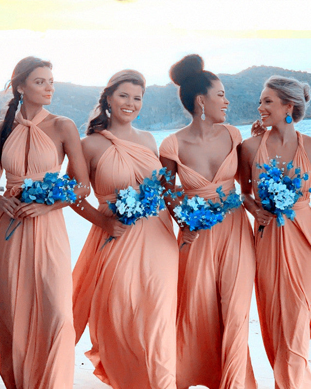 Peach Bridesmaid Dresses Convertible