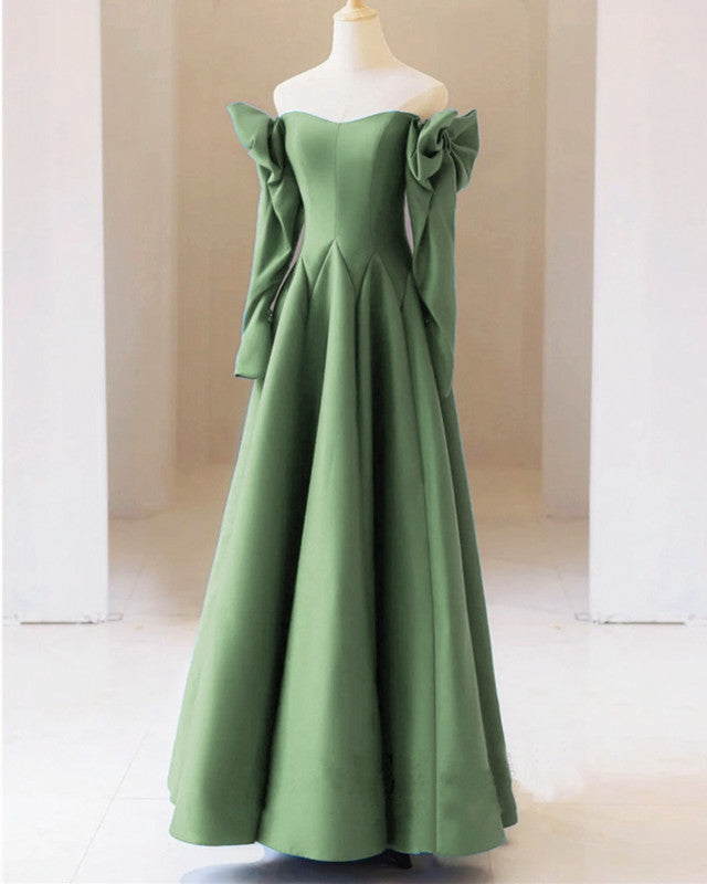 Sage Satin Bow Sleeves Corset Top Dress Lisposa Sage Satin Bow Sleeves Corset Top Dress Lisposa