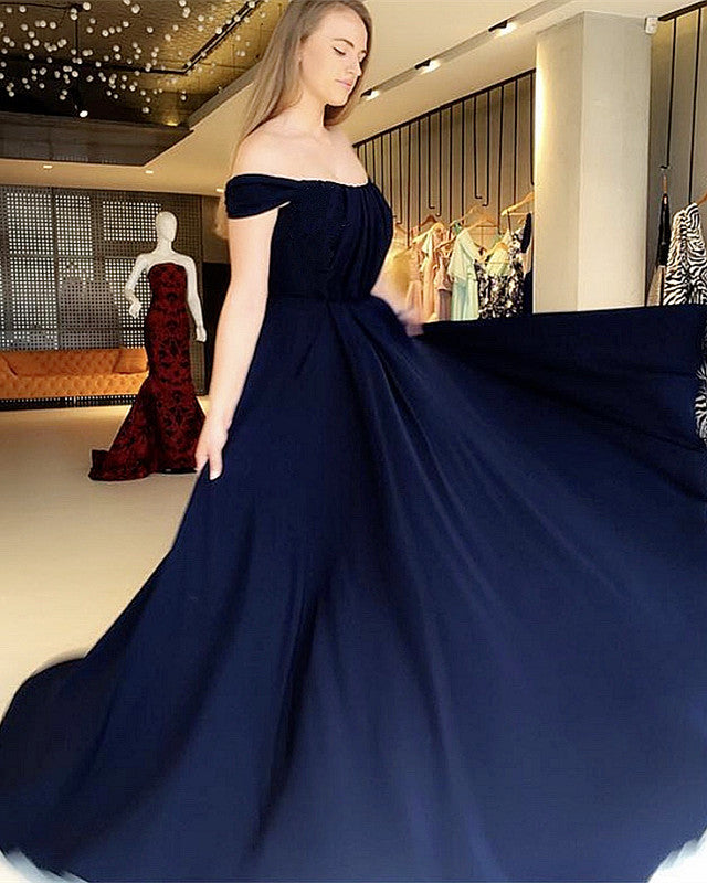 Chiffon Prom Long Dresses Pleated Top Off The Shoulder – Lisposa Chiffon Prom Long Dresses Pleated Top Off The Shoulder – Lisposa