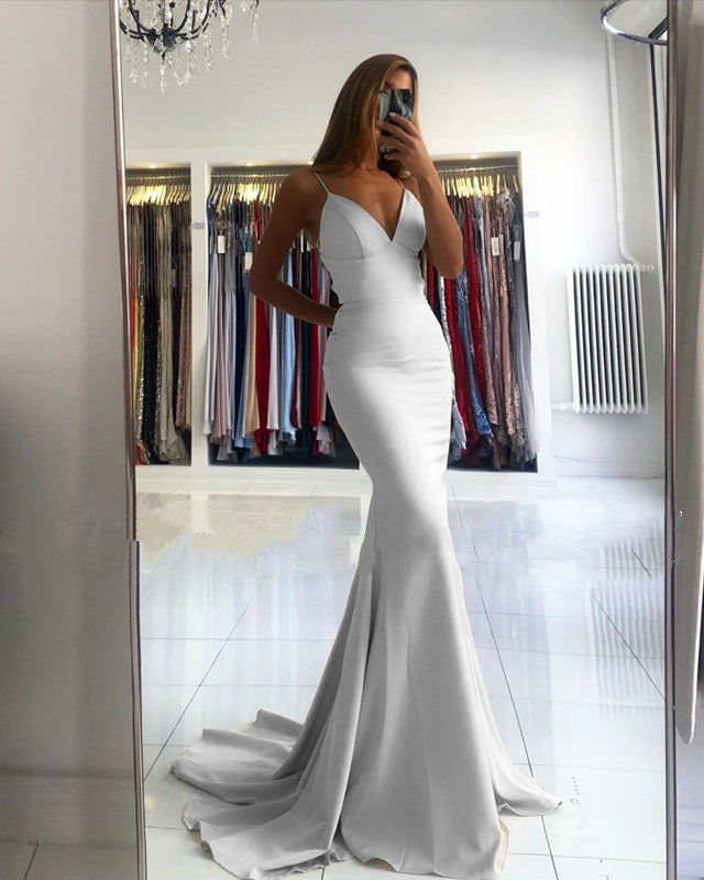 Mermaid Corset Prom Dresses V Neck Cross Back Lisposa Mermaid Corset Prom Dresses V Neck Cross Back Lisposa