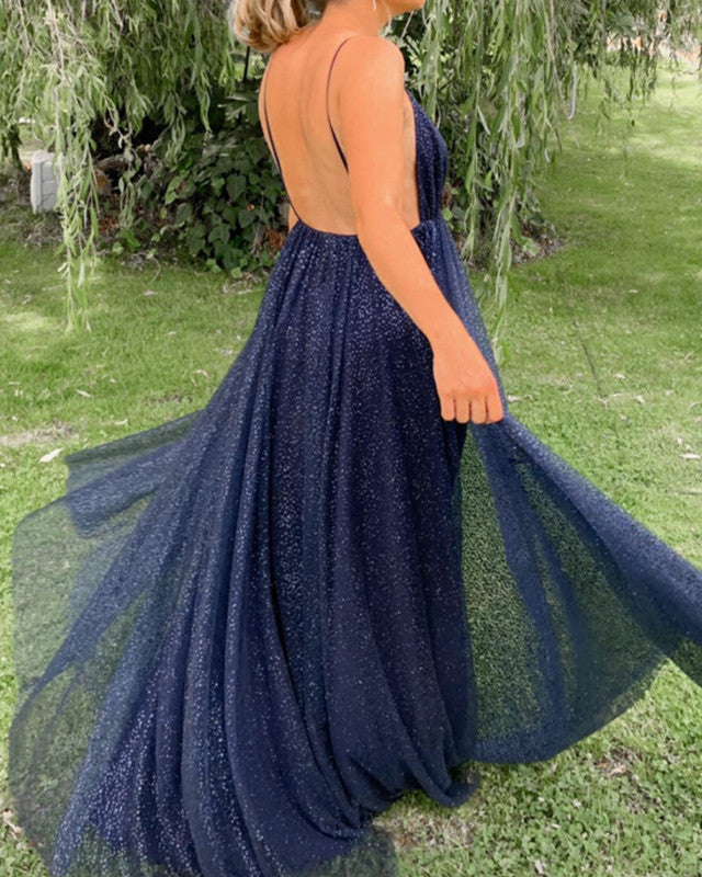 Sparkly Prom Dresses Navy