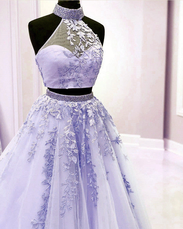 Two Piece Prom Dresses Ball Gown Appliques Beaded