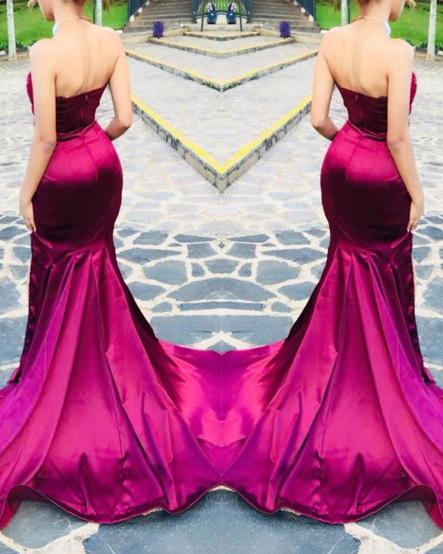 Velvet Sweetheart Corset Mermaid Prom Dresses Satin Split