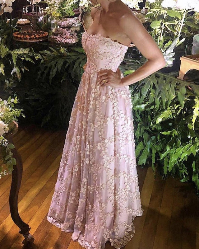 A-line Sweetheart Prom Dresses Lace Long