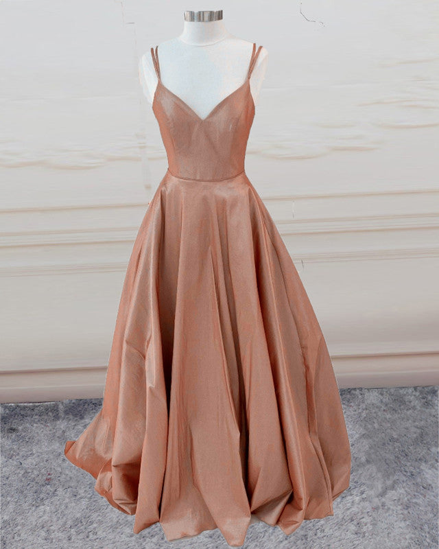 Ball Gown Glitter Prom Dresses V Neck Spaghetti Straps