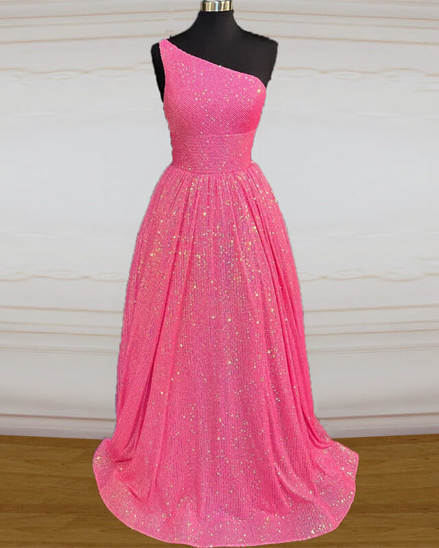 Hot Pink Sequin Prom Dress One Shoulder Lisposa Hot Pink Sequin Prom Dress One Shoulder Lisposa
