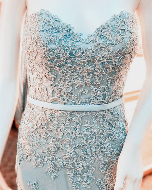 Mermaid Seafoam Blue Lace Prom Dress