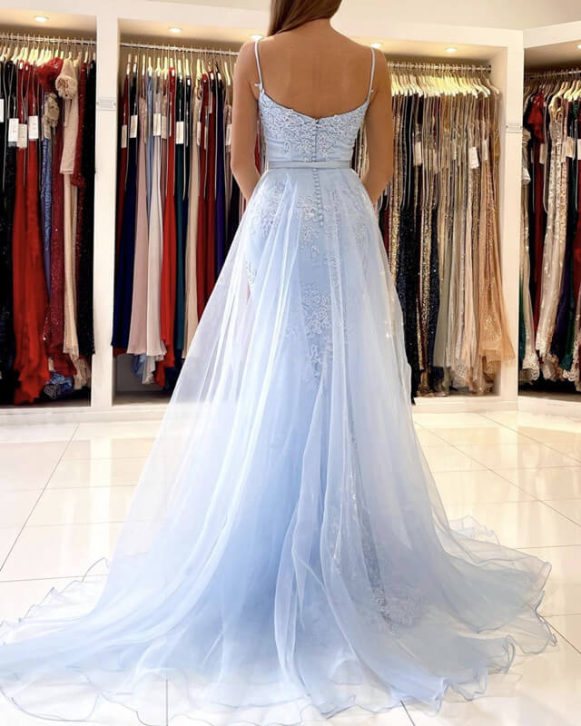 Mermaid Sage Green Lace Prom Dress Removable Train