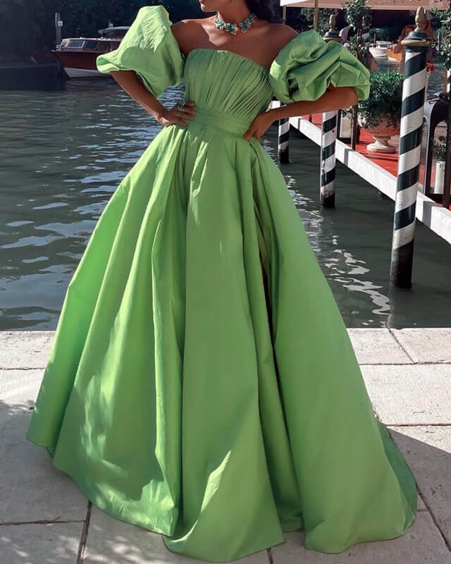 Light Green Satin Prom Dresses