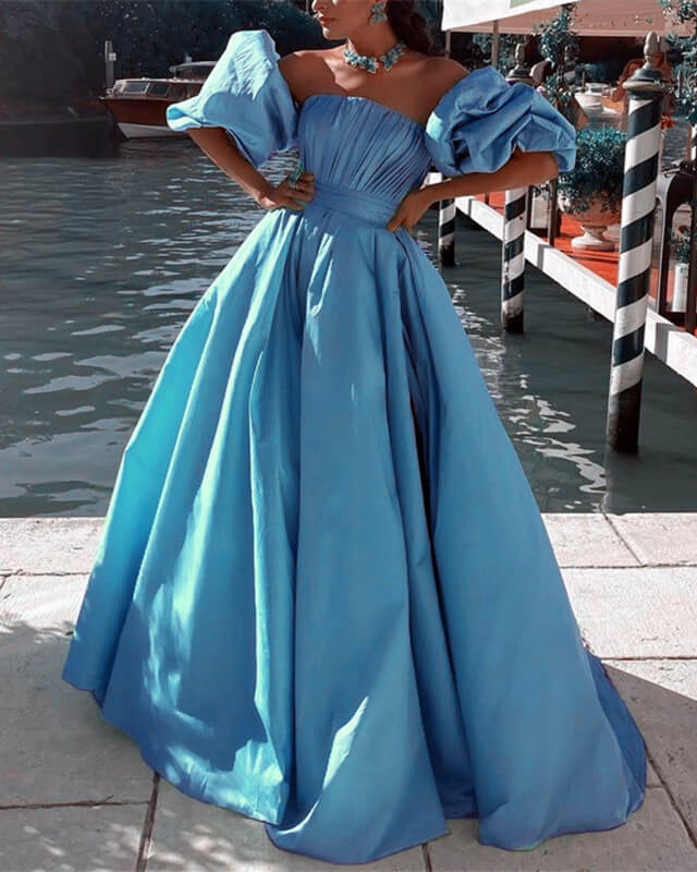Aqua Blue Satin Prom Dresses Removable Sleeve Ball Gown Lisposa Aqua Blue Satin Prom Dresses Removable Sleeve Ball Gown Lisposa