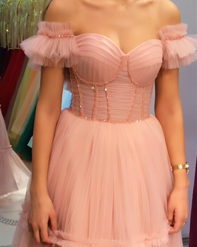 Blush Tiered Tulle Corset Dress