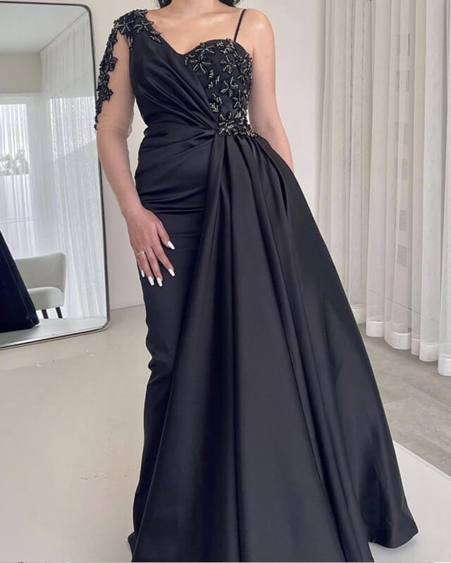 Mermaid Satin One Sleeve Dress