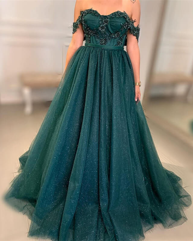 Midi Dress Green Lace Off The Shoulder Dress Green Tulle A Line Lace Long Prom Dress, Midi Dress Green Lace Off The Shoulder Dress Green Tulle A Line Lace Long Prom Dress,