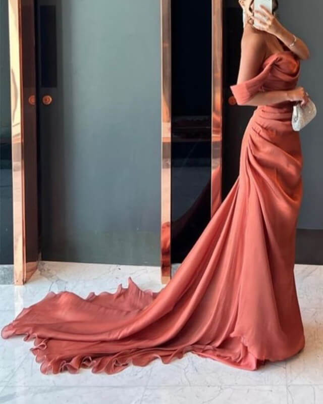 Mermaid Ruched Off The Shoulder Organza Dress