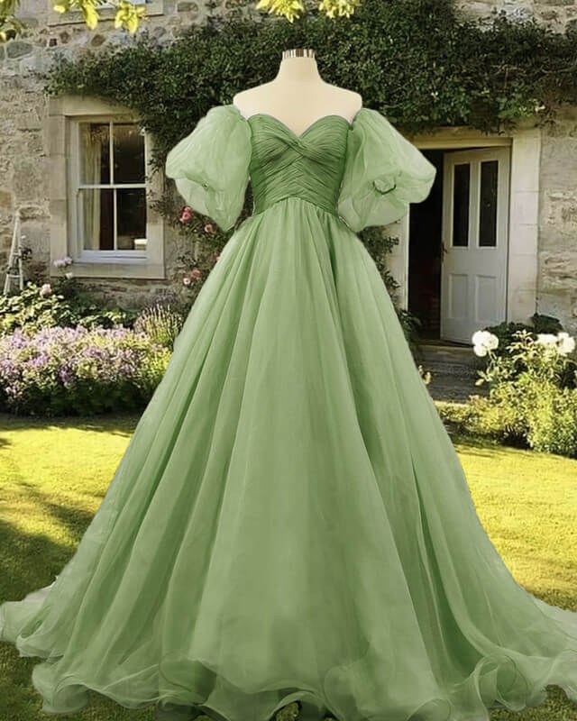 Removable Sleeve Ball Gown Sage Dress Lisposa Removable Sleeve Ball Gown Sage Dress Lisposa