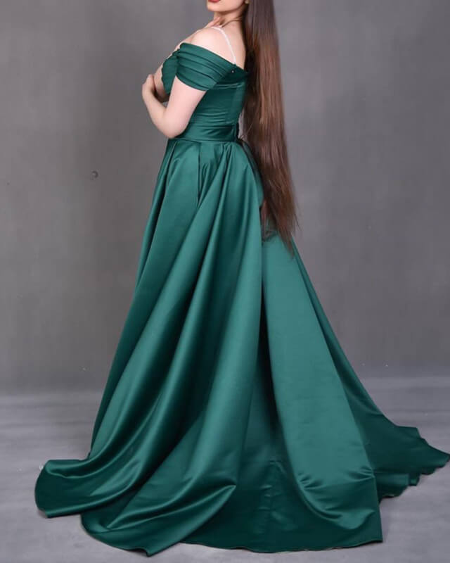 Off The Shoulder A-line Plus Size Satin Dress