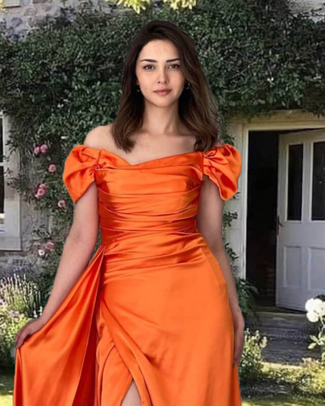 Mermaid Bright Orange Satin Dress