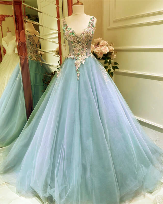 Light Blue Ball Gown Dress