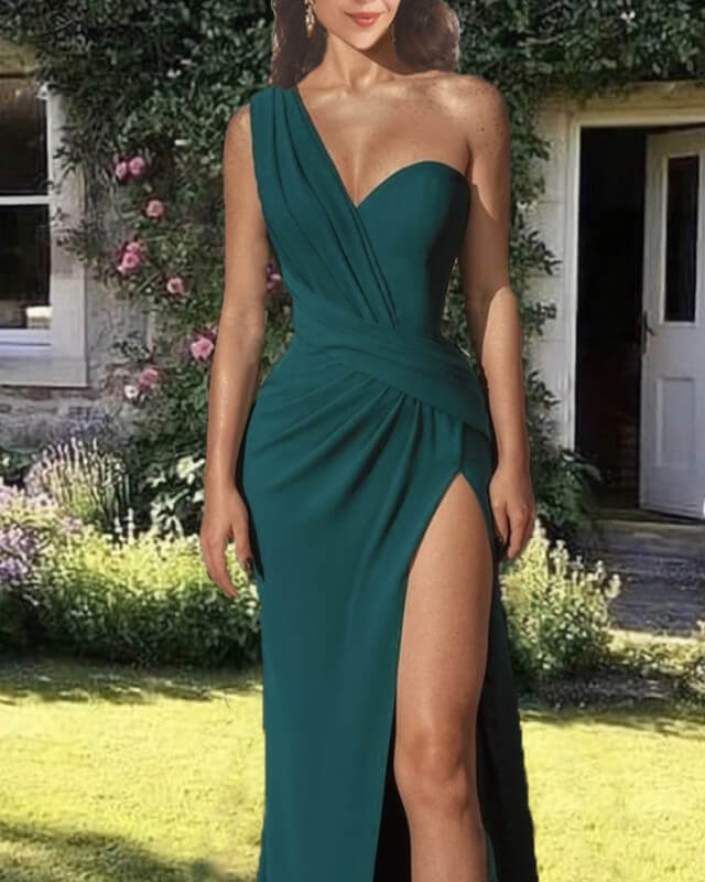 Mermaid Peacock One Shoulder Dress