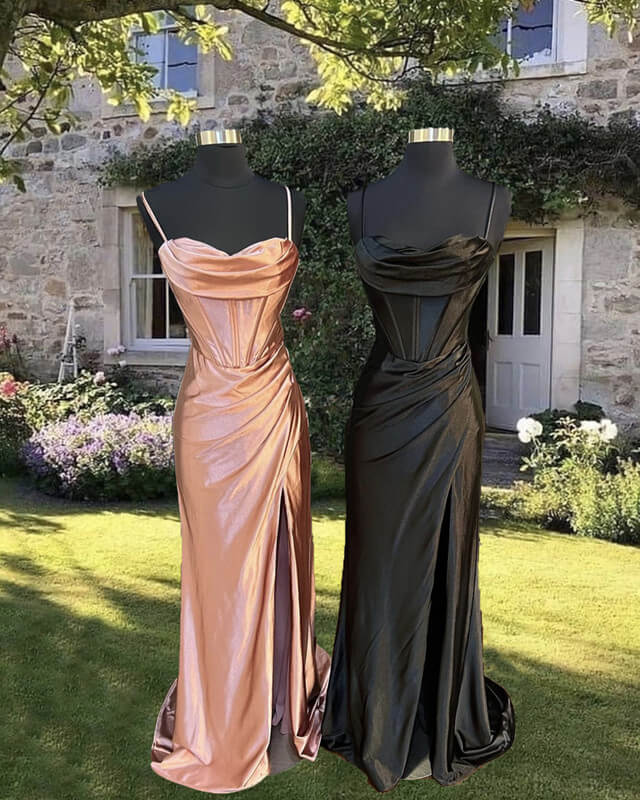 prom dress cowl neck Stacees 2026 Cowl Neck Silky Satin Prom Dress Orange Ships in 48hrs