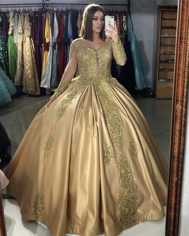 Ball Gown Quinceanera Dresses Long Sleeves Lace Appliques Lisposa Ball Gown Quinceanera Dresses Long Sleeves Lace Appliques Lisposa