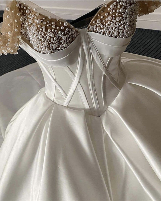 Romantic Satin Corset Wedding Dresses Off The Shoulder Ball Gown Lisposa Romantic Satin Corset Wedding Dresses Off The Shoulder Ball Gown Lisposa