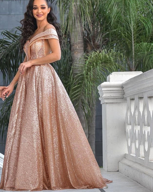 Sparkly Princess Prom Dresses Off The Shoulder