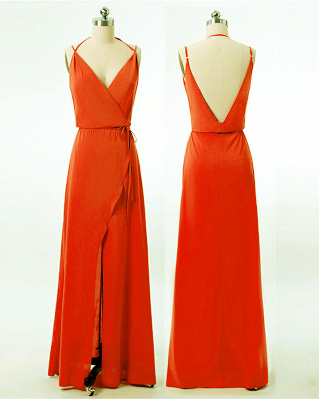 Elegant Boho Bridesmaid Dresses Chiffon V Neck Split