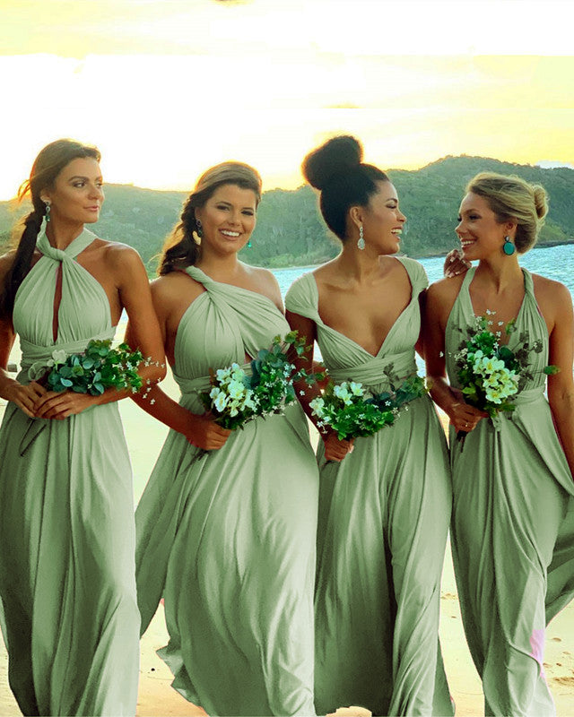 Sage Green Bridesmaid Dresses Convertible – Lisposa